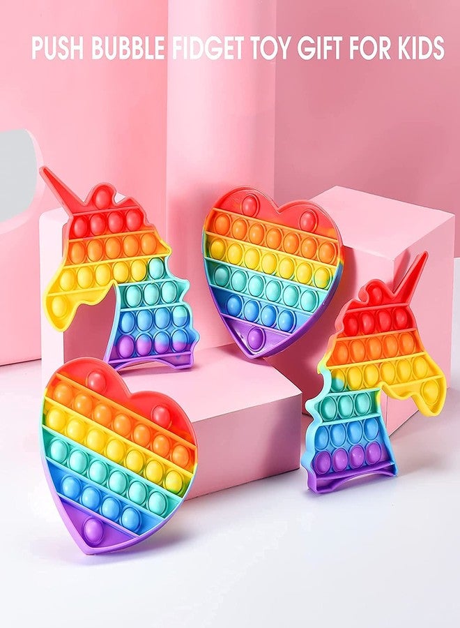 STOFFIER GARTEN Pop It Fidget Toys,Push Pop Bubble Fidget Sensory Toy,Autism Special Needs Silicone Fidget Toy Sensory Toys Novelty Gifts for Girls Boys Kids Adults (Heart + Unicorn) - Image 3